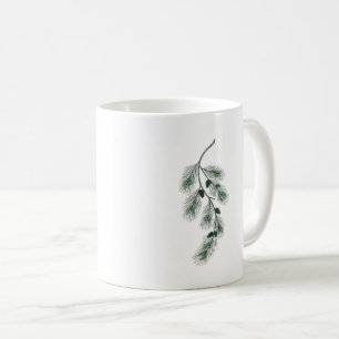 Chic Green Pine Branch Coffee Mug