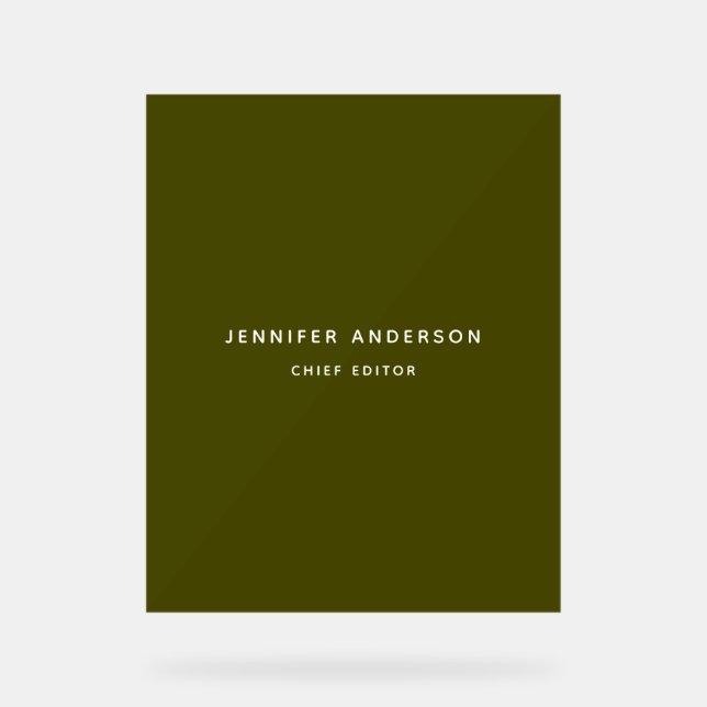 Chic Green Professional Modern Plain Minimalist Acrylic Sign (Front)