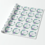 Chic Green Purple Floral Personalised Wedding Wrapping Paper<br><div class="desc">Chic purple and green floral wrapping paper with a cute wreath with a pretty violet flower in the centre. This beautiful floral wedding gift wrap features the couple's names personalised in the circle. Customise this lovely wedding wrapping paper for your friends on their special day or use this as a...</div>