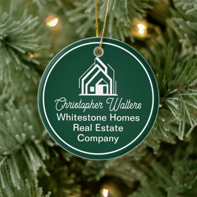 Chic Green Real Estate Company Customized Realtor Ceramic Tree Decoration (Tree)
