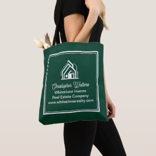 Chic Green Real Estate Company Customized Realtor Tote Bag