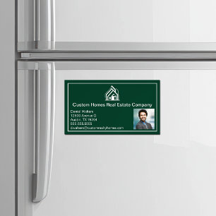 Chic Green Real Estate Company Realtor Photo Magnetic Business Card