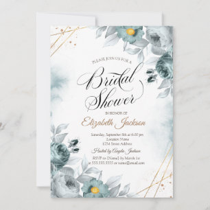 Chic Green Roses Bridal Shower  Invitation