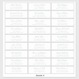 Chic Green Sage Script Guest Names Address Sticker