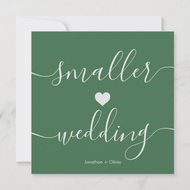 Chic Green Simple Downsizing Smaller Wedding Announcement (Front)