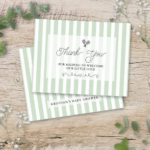 Chic Green Striped Tennis Preppy Thank You Cards