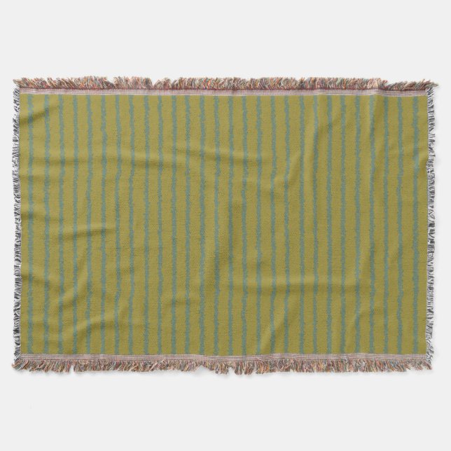 Chic Green Stripes Pattern Throw Blanket (Front)