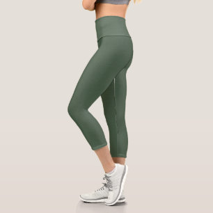 Chic Green Texture Capri Activewear Leggings