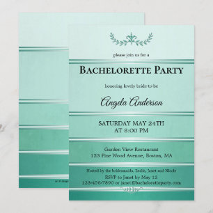 Chic Green Tone on Tone Striped Bachelorette Invitation