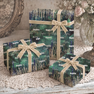 Chic Green Turquoise Gold Glitter Drips Wrapping Paper Sheet
