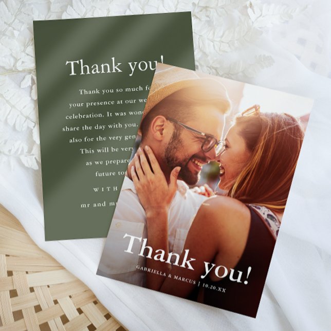 Chic Green Wedding Photo with Thank You Message  (Creator Uploaded)