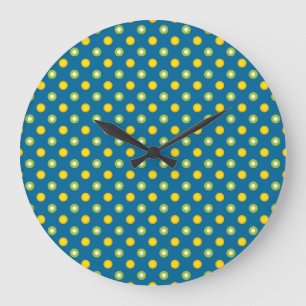 Chic Green Yellow Polka Dots Round Wall Clock