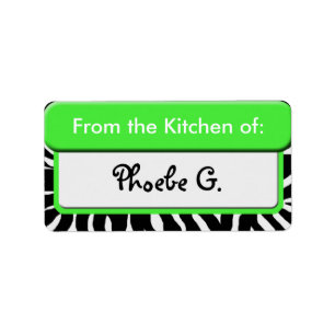 Chic Green Zebra Print "From the Kitchen" Labels