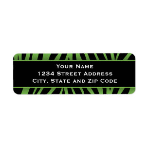Chic Green Zebra Stripes Return Address Labels