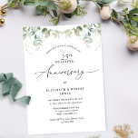 Chic Greenery 25th (or Other) Wedding Anniversary  Invitation<br><div class="desc">Celebrate the joy of your wedding anniversary with this beautiful elegant anniversary invite! Ability to add any anniversary number you need. Design with exquisite watercolor Eucalyptus greenery leaves framing your anniversary details. Your "number Wedding Anniversary" phrase in a beautiful blend of handwritten calligraphy and block typography. Elegant back with the...</div>