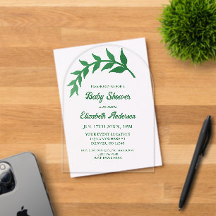 Chic Greenery Baby Shower Acrylic Invitations