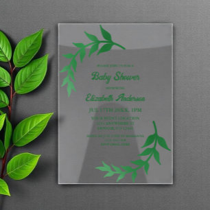 Chic Greenery Baby Shower Acrylic Invitations