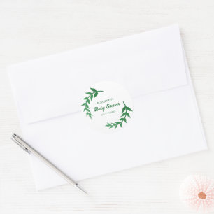 Chic Greenery Baby Shower Classic Round Sticker