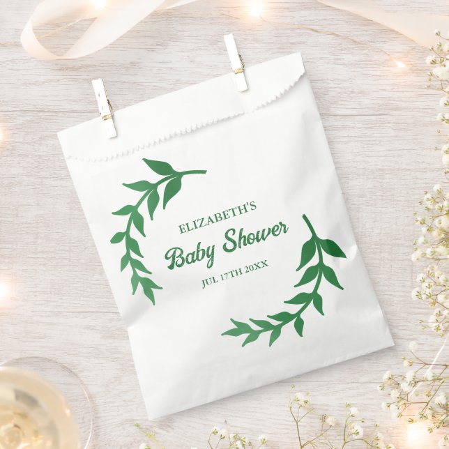 Chic Greenery Baby Shower Favour Bags (Clipped)