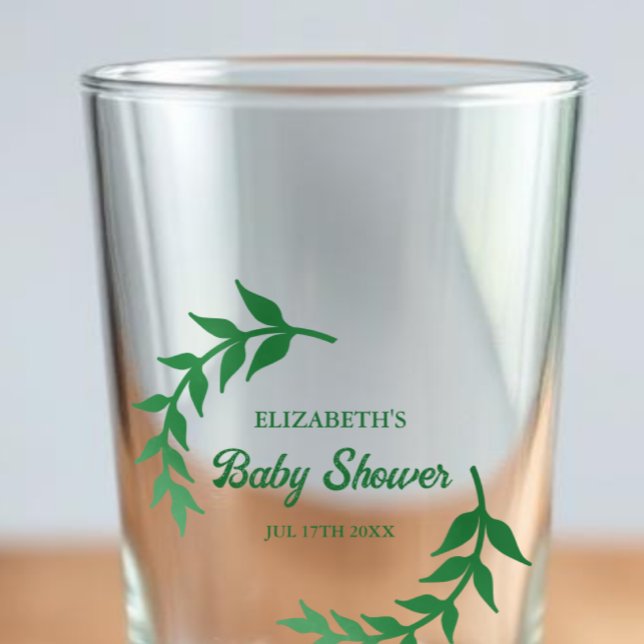 Chic Greenery Baby Shower Glass (Creator Uploaded)