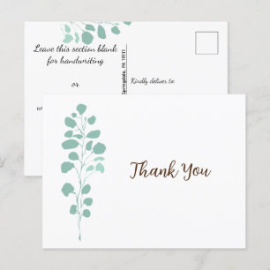 Chic Greenery Botanical Thank You Postcard