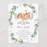 Chic Greenery Deer Baby Shower Neutral Invitation