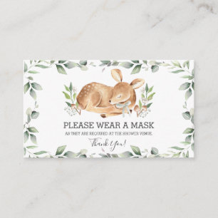 Chic Greenery Deer Baby Shower Wear a Mask Enclosure Card