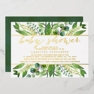 Chic Greenery & Gold Foil Neutral Baby Shower Real