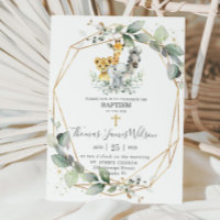 Chic Greenery Jungle Animals Baptism Christening 