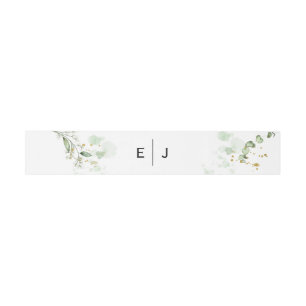 Chic Greenery Monogram Invitation Belly Band