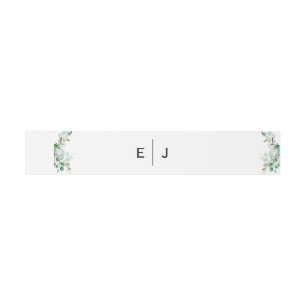 Chic Greenery Monogram Invitation Belly Band
