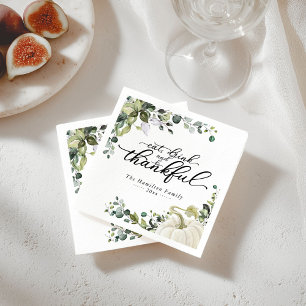 Chic Greenery Pumpkin Thanksgiving Dinner Napkin