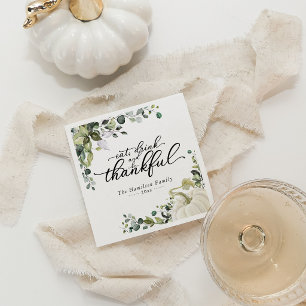 Chic Greenery Pumpkin Thanksgiving Dinner Napkin