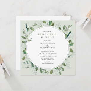 Chic Greenery Rehearsal Dinner Invitation