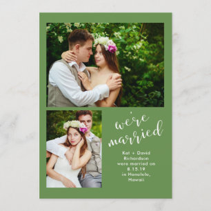 Chic Greenery   Two Photo Marriage Announcement