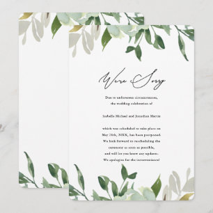Chic Greenery Wedding Postponement Announcement