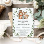 Chic Greenery Woodland Animals Baby Shower Forest Invitation<br><div class="desc">Personalise this chic greenery woodland animals invitation with your party details today! Simply press the customise it button to further re-arrange and format the style and placement of the text.  Featuring watercolor greenery wreath and whimsical woodland animals. Perfect for baby boy, baby girl, gender neutral or gender reveal shower. Matching...</div>