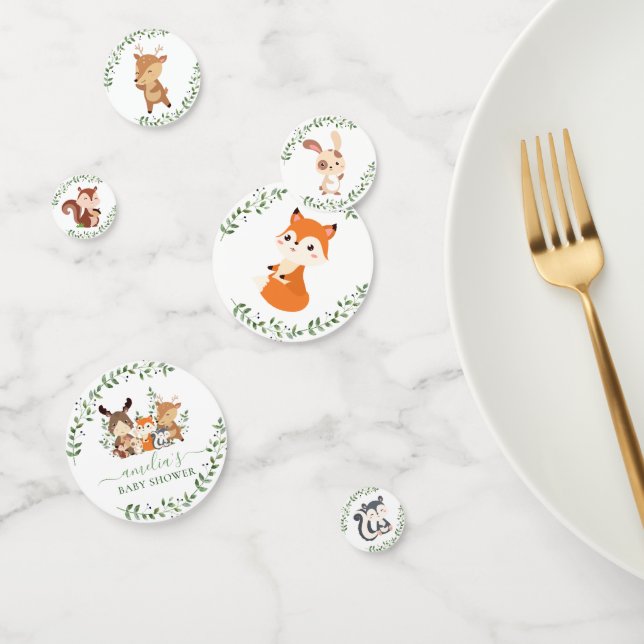 Chic Greenery Woodland Animals Baby Shower Party Confetti (Group)