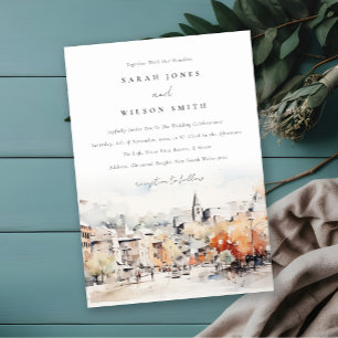 Chic Greenville South Carolina Landscape Wedding Invitation