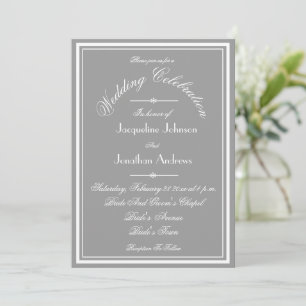 Chic Grey All In One, Email Website RSVP Wedding  Invitation