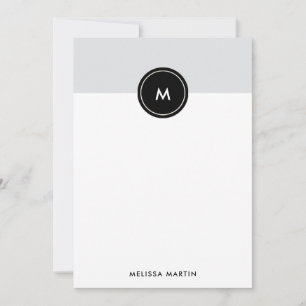 Chic Grey and Black Stationery Note Card