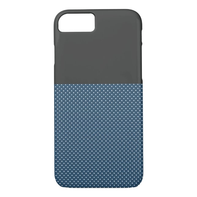 Chic Grey and Blue Dots iPhone 7 Case,Barely There Case-Mate iPhone Case (Back)