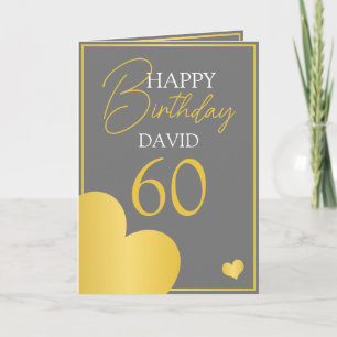 Chic Grey and Gold Husband 60th Birthday Card