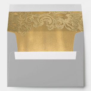 Chic Grey and Gold Wedding Envelope