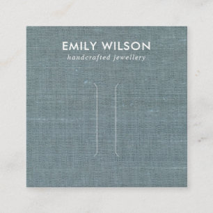 CHIC GREY BLUE BURLAP LINEN HAIR CLIP DISPLAY CARD