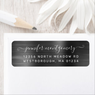 Chic Grey Brushed Metal Return Address Label