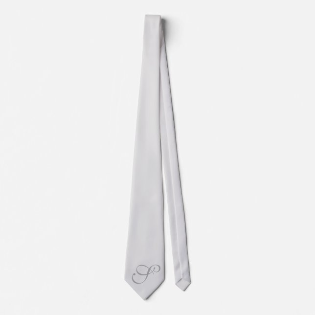 Chic Grey Custom Initial Monogrammed Grey Tie (Front)