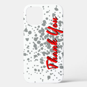 Chic Grey Explosion Watercolor Dots Red Text iPhone 12 Case