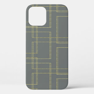 Chic Grey & Gold Geometric Glam iPhone 12 Case