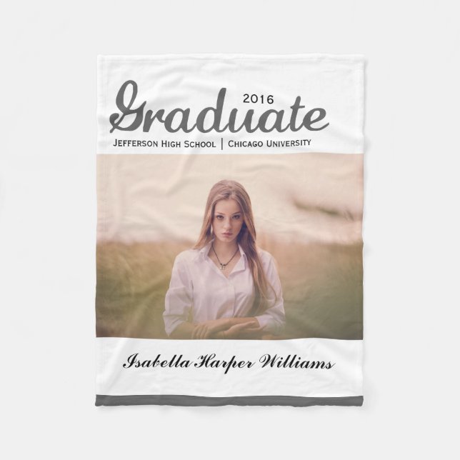 Chic Grey Graduate Graduation Class of 2018 Fleece Blanket (Front)